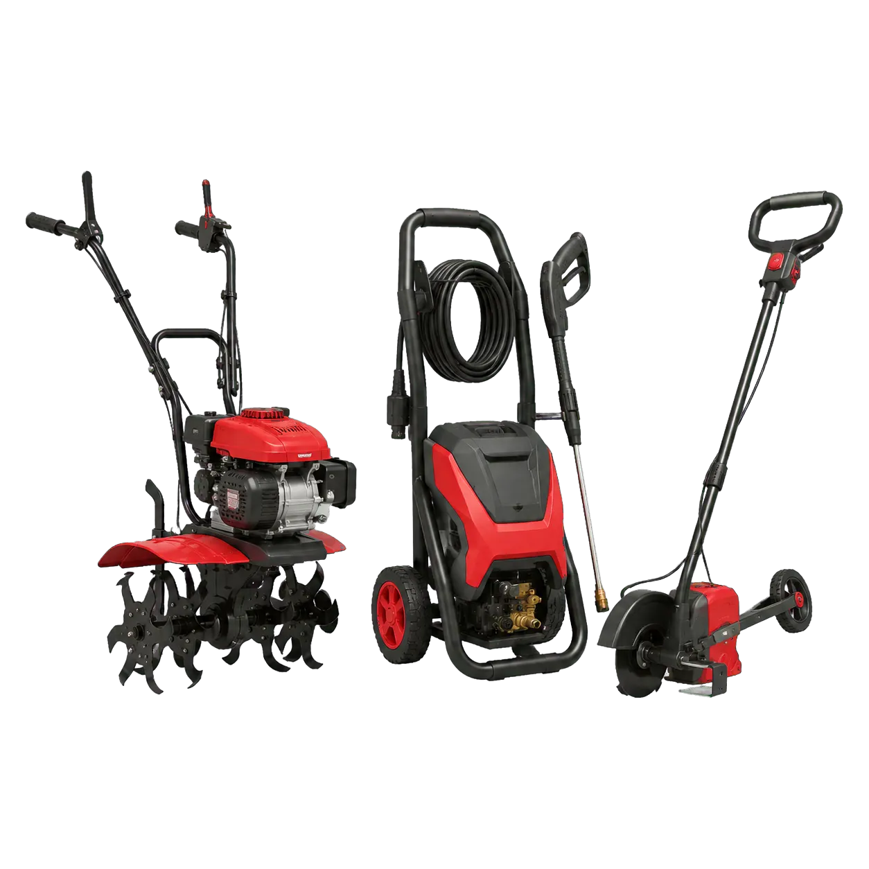 Tiller, pressure washer and lawn edger