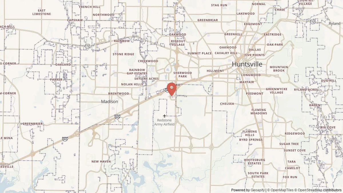 Huntsville, AL street-level map for geographic orientation