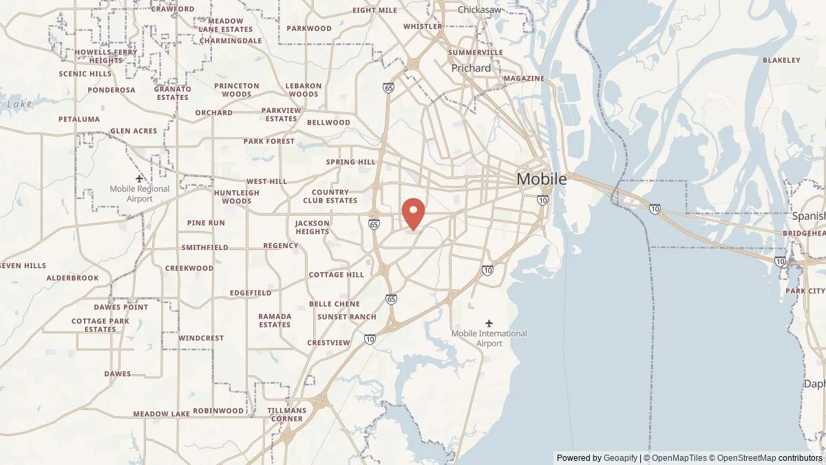 Mobile, AL street-level map for geographic orientation