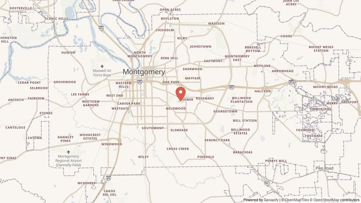 Montgomery, AL street-level map for geographic orientation