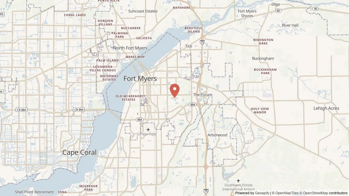 Fort Myers, FL street-level map for geographic orientation