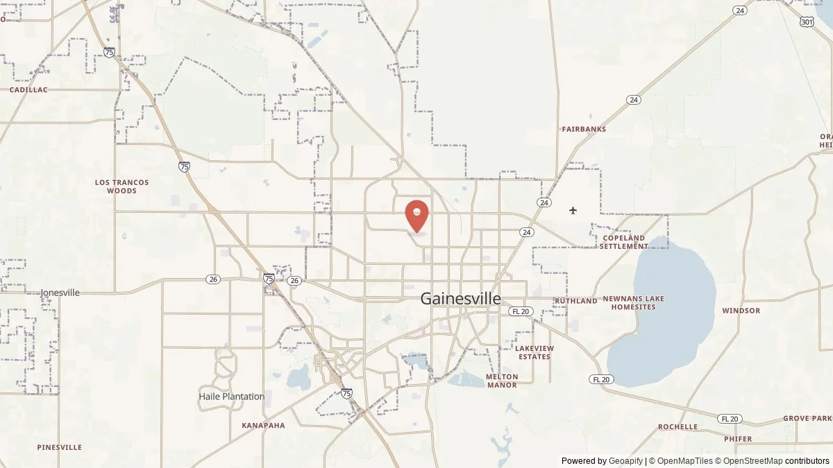 Gainesville, FL street-level map for geographic orientation