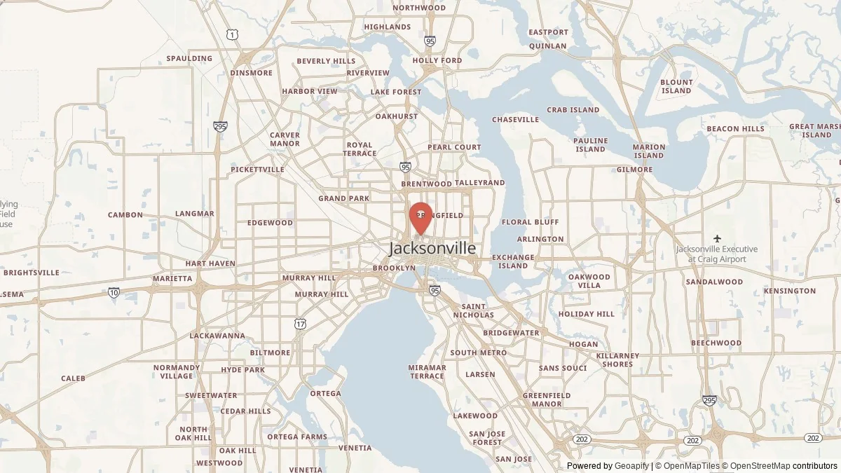 Jacksonville, FL street-level map for geographic orientation