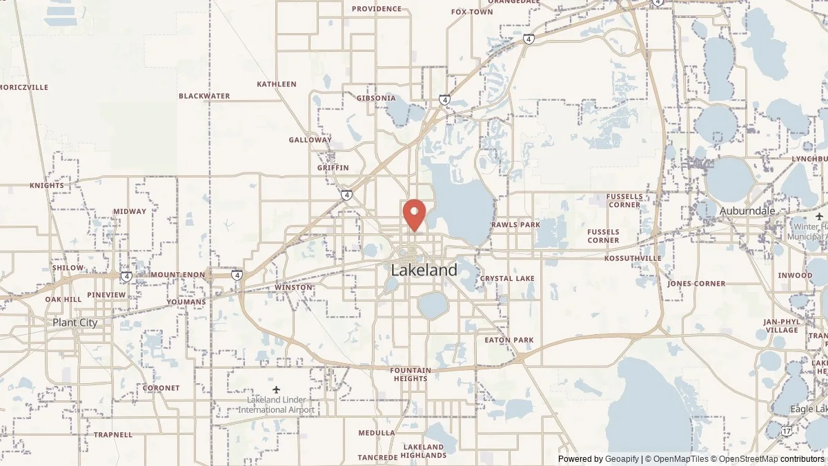 Lakeland, FL street-level map for geographic orientation
