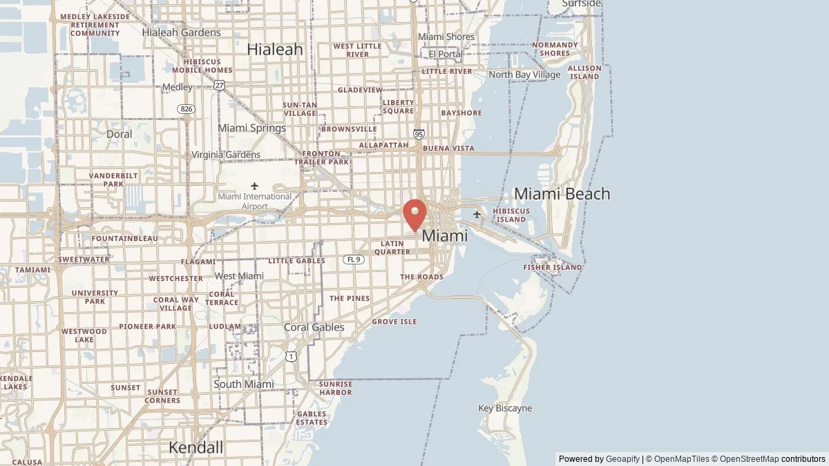Miami, FL street-level map for geographic orientation