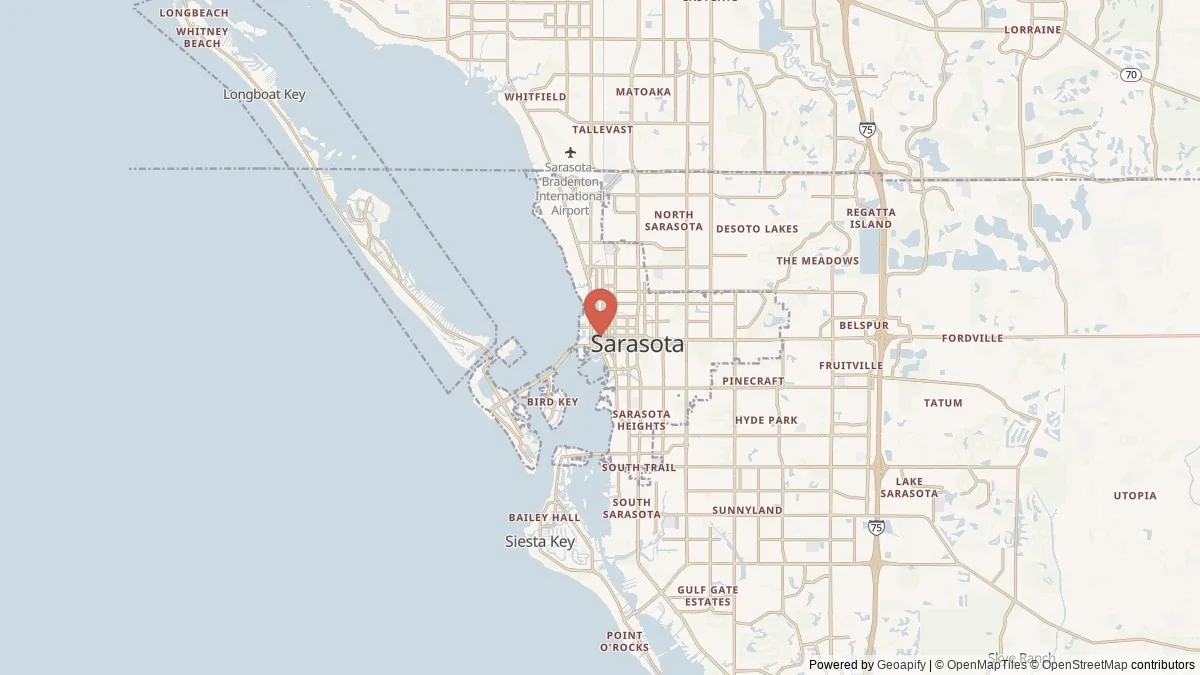 Sarasota, FL street-level map for geographic orientation