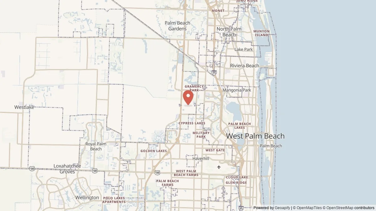 West Palm Beach, FL street-level map for geographic orientation