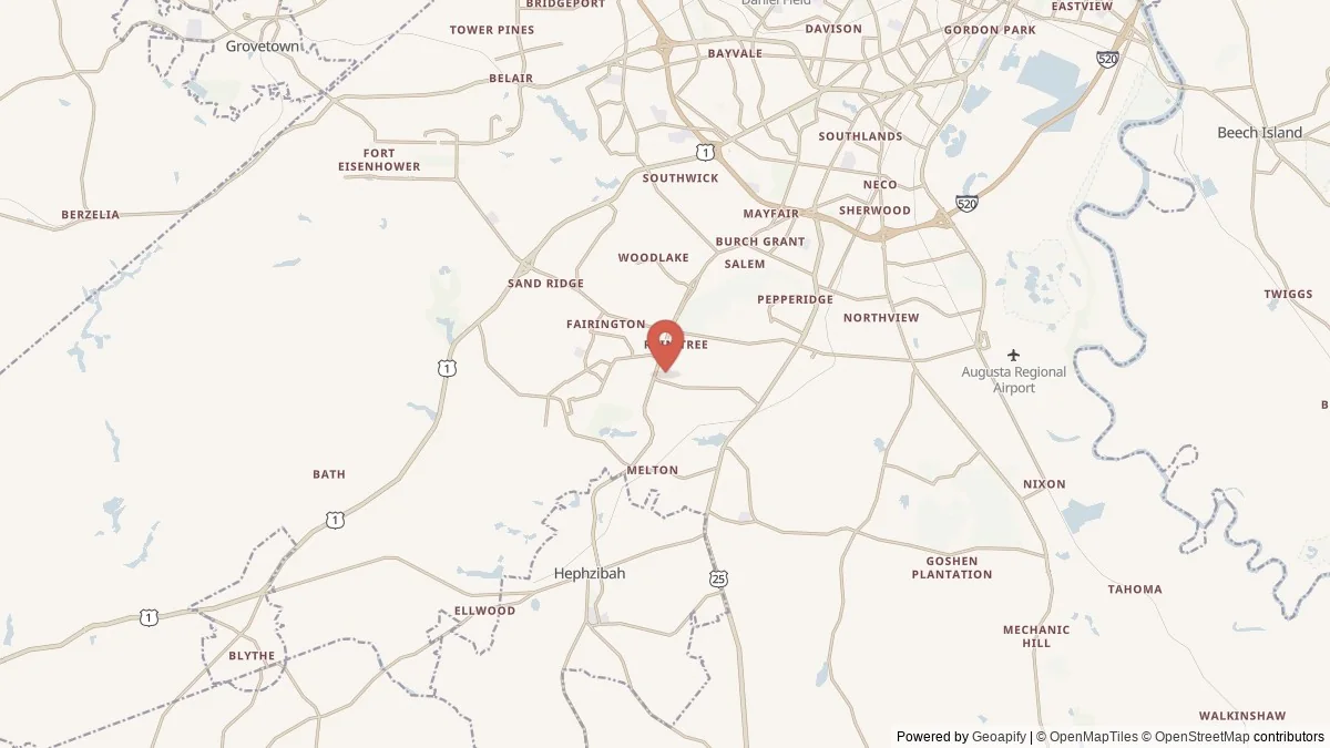 Augusta, GA street-level map for geographic orientation
