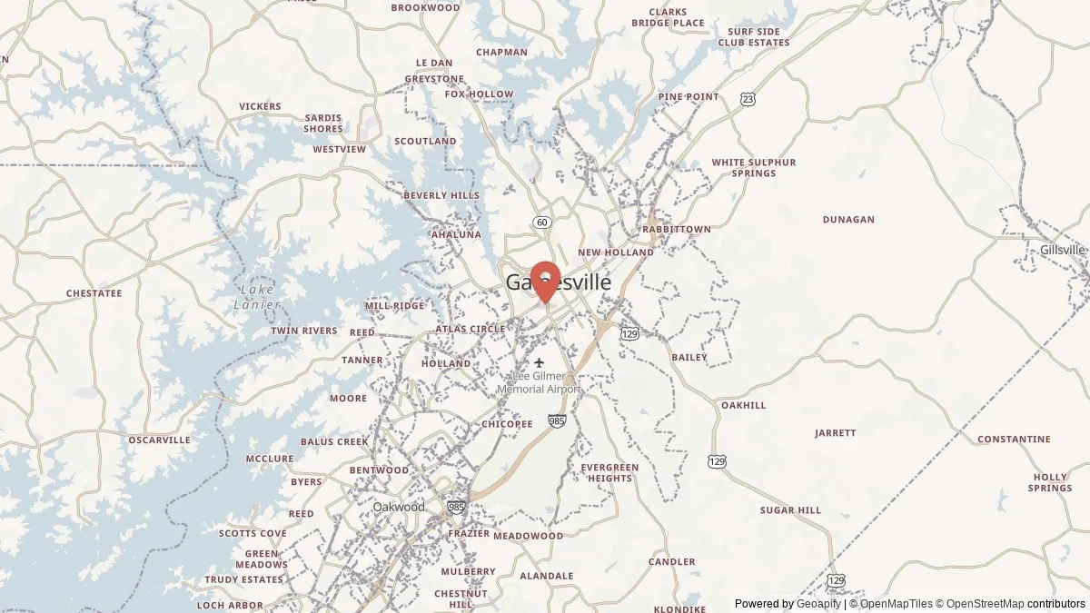 Gainesville, GA street-level map for geographic orientation