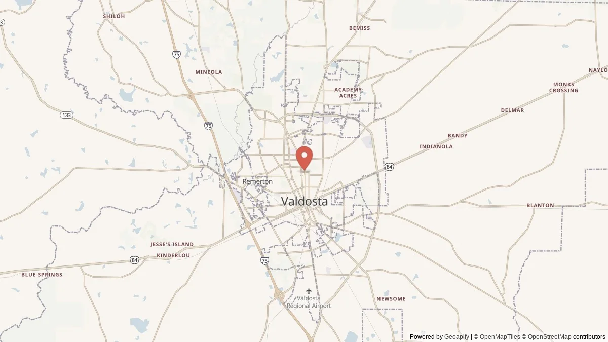 Valdosta, GA street-level map for geographic orientation