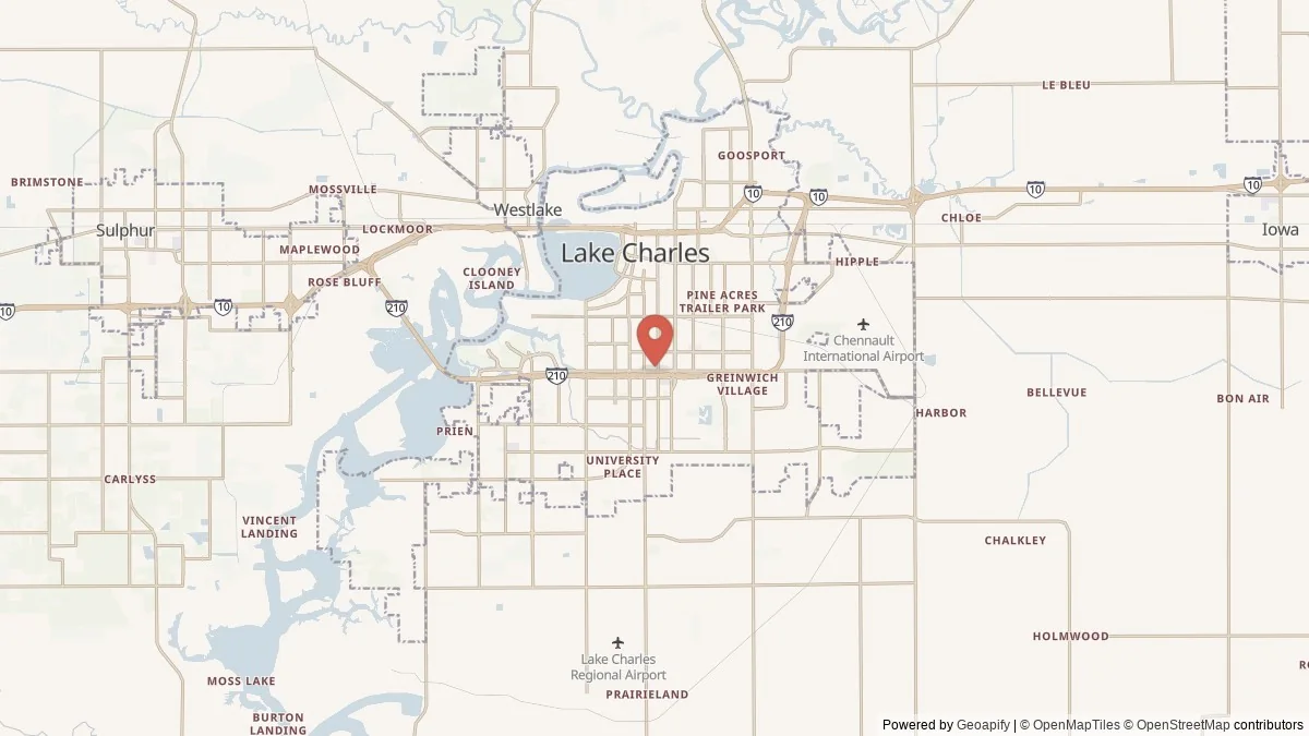 Lake Charles, LA street-level map for geographic orientation