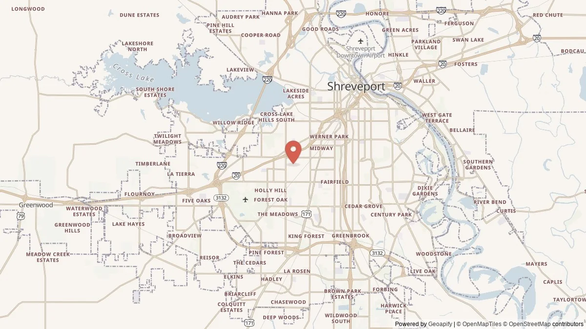 Shreveport, LA street-level map for geographic orientation
