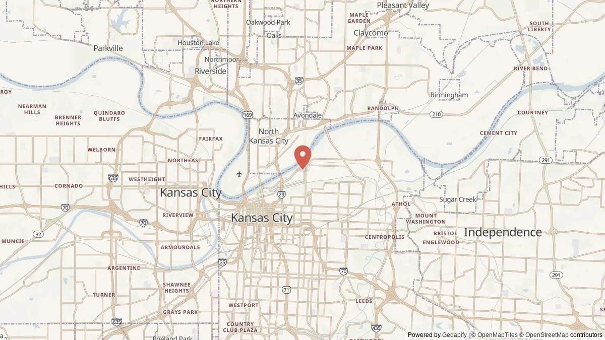 Kansas City, MO street-level map for geographic orientation