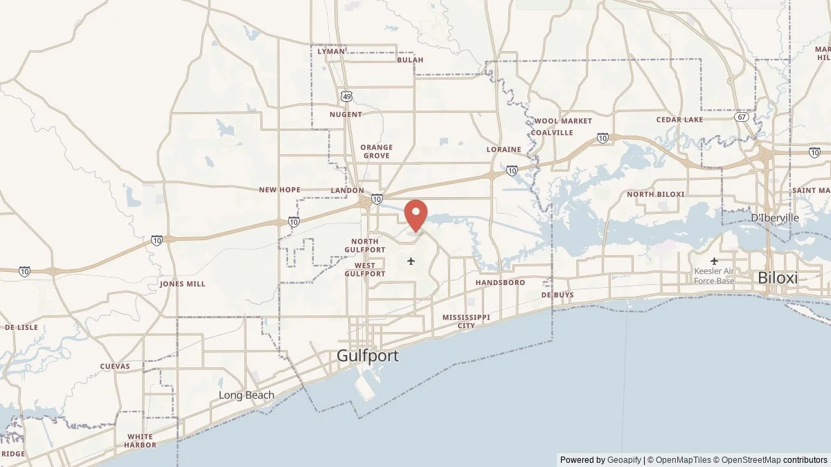 Gulfport, MS street-level map for geographic orientation