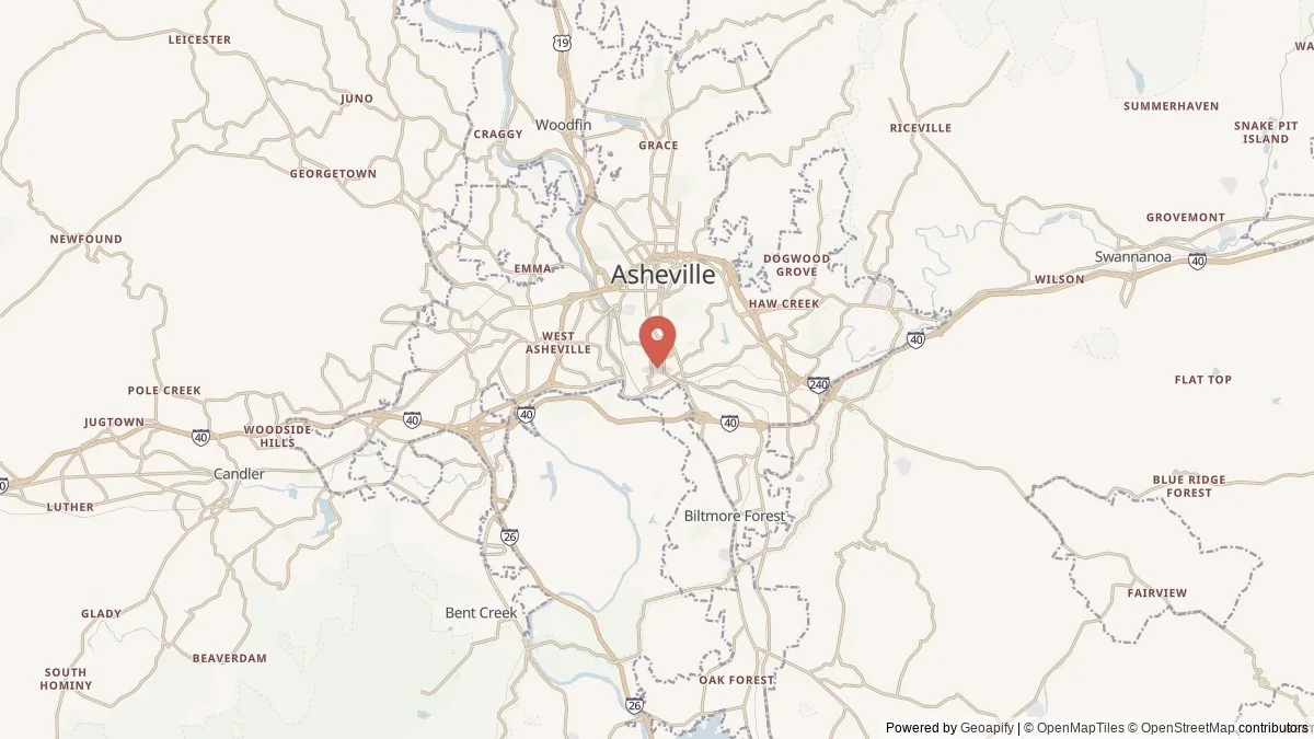 Asheville, NC street-level map for geographic orientation