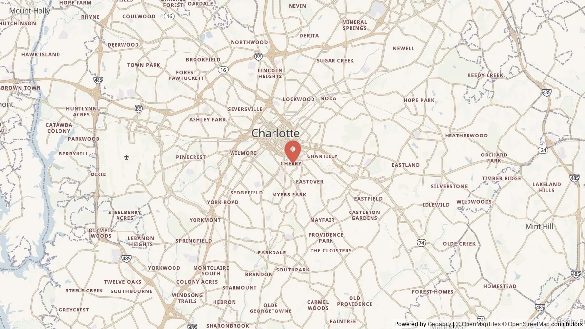 Charlotte, NC street-level map for geographic orientation