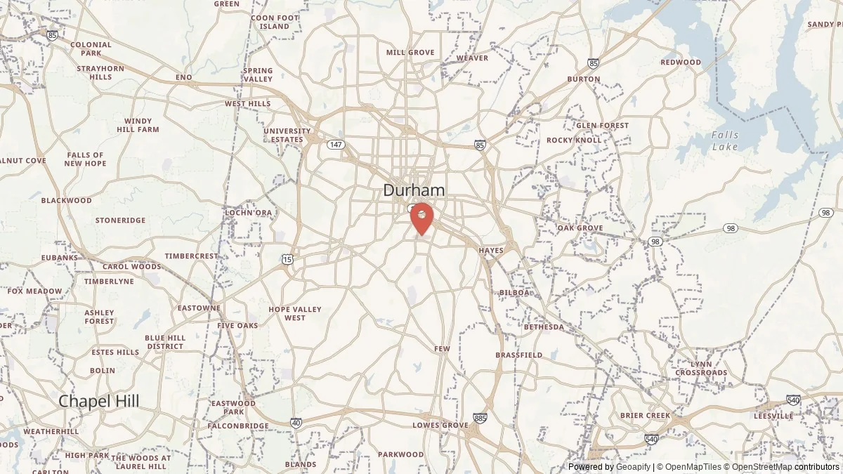 Durham, NC street-level map for geographic orientation