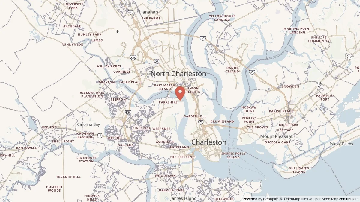 Charleston, SC street-level map for geographic orientation