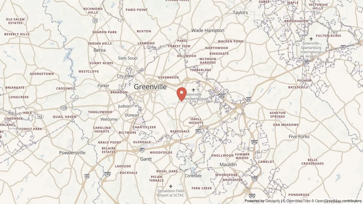 Greenville, SC street-level map for geographic orientation