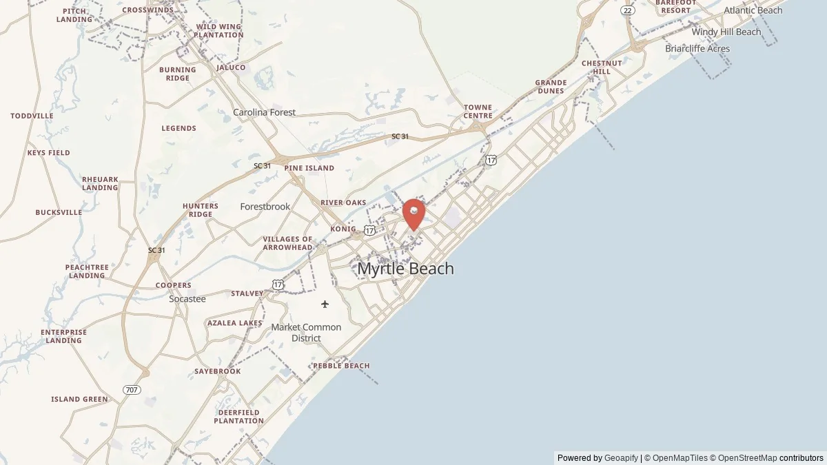 Myrtle Beach, SC street-level map for geographic orientation