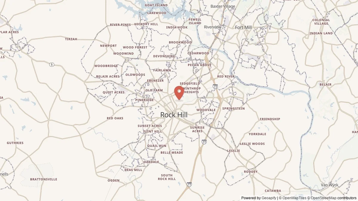 Rock Hill, SC street-level map for geographic orientation