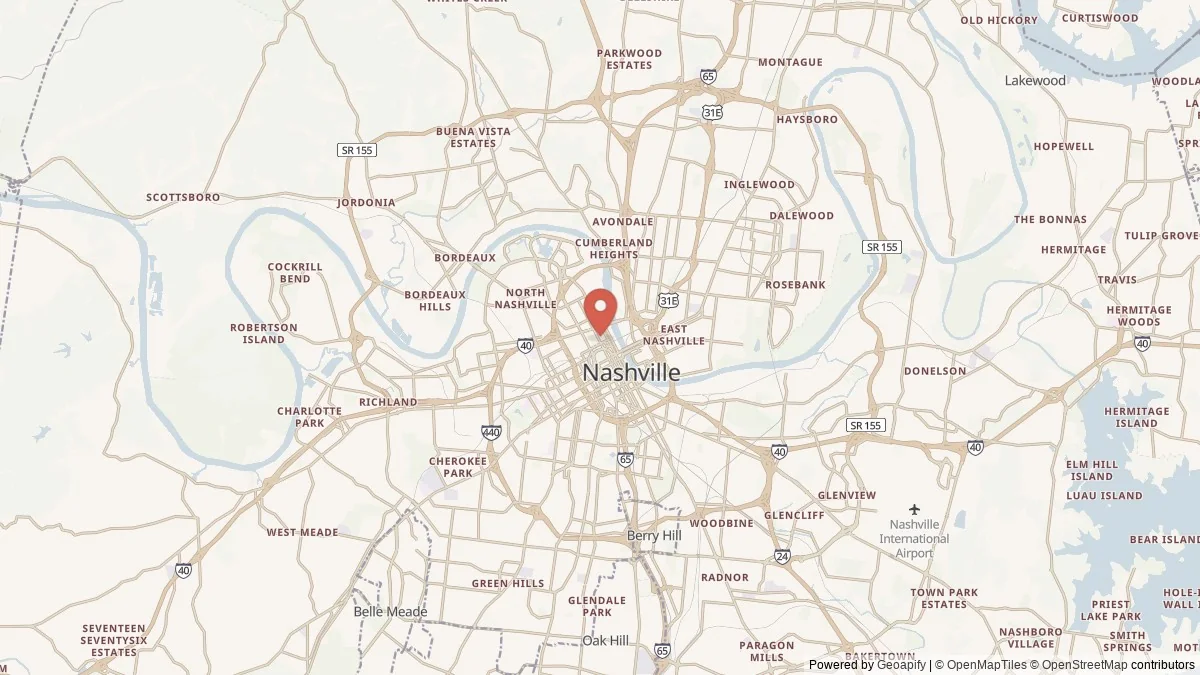 Nashville, TN street-level map for geographic orientation