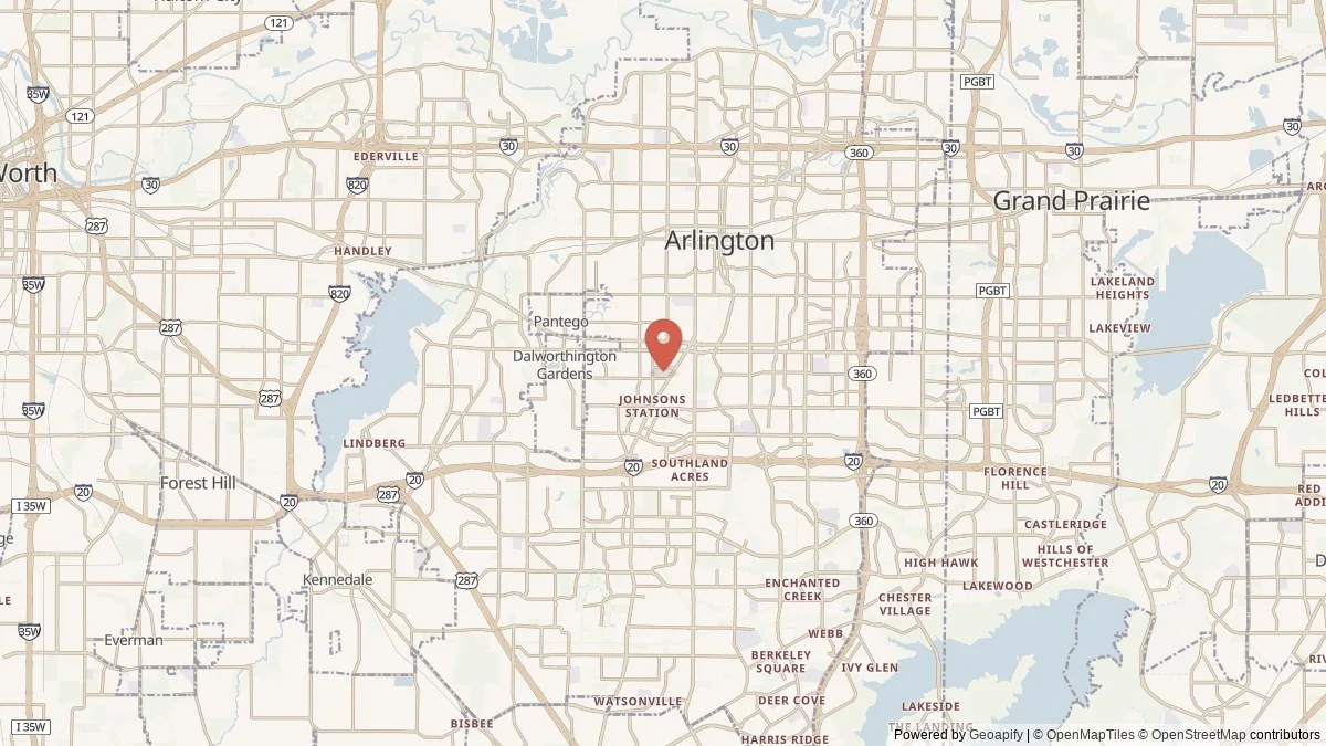 Arlington, TX street-level map for geographic orientation