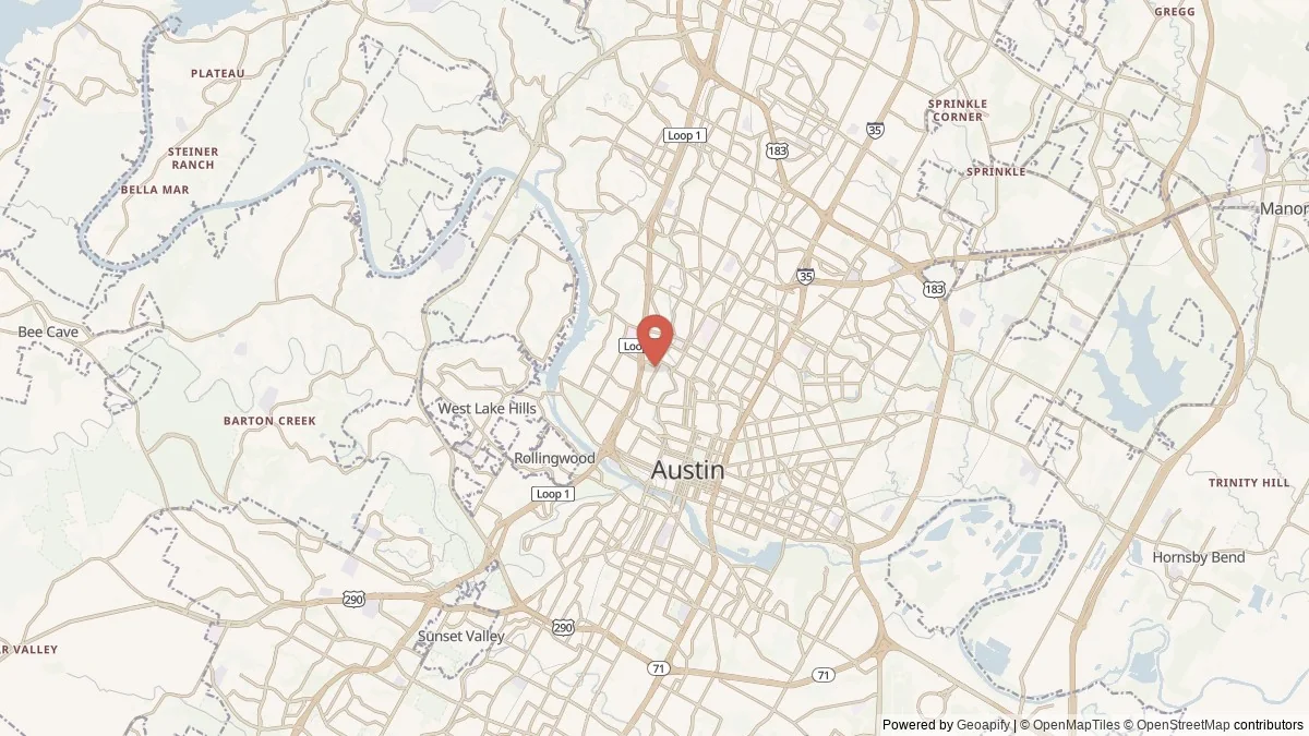 Austin, TX street-level map for geographic orientation