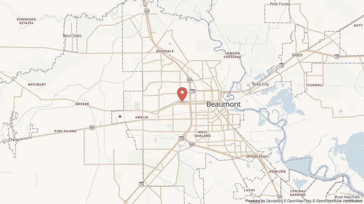Beaumont, TX street-level map for geographic orientation