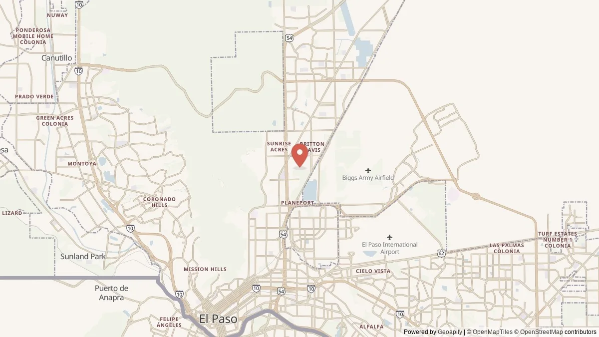 El Paso, TX street-level map for geographic orientation