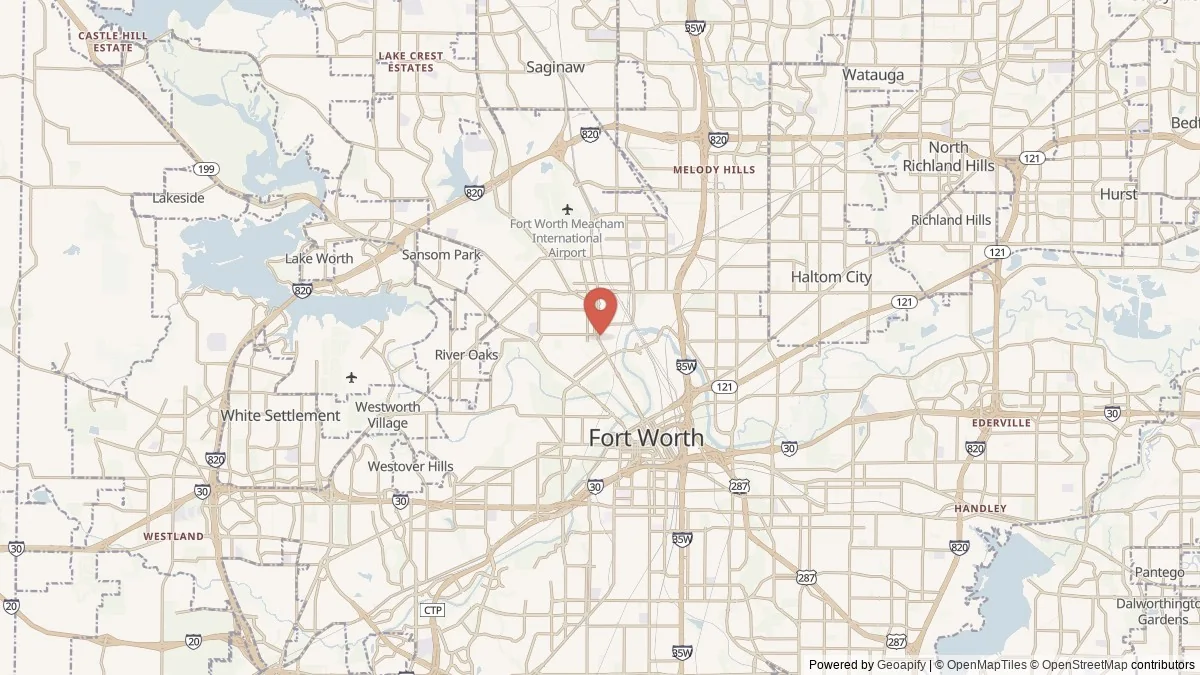 Fort Worth, TX street-level map for geographic orientation