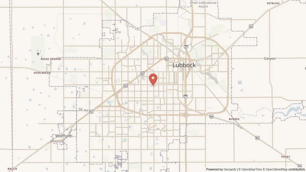 Lubbock, TX street-level map for geographic orientation