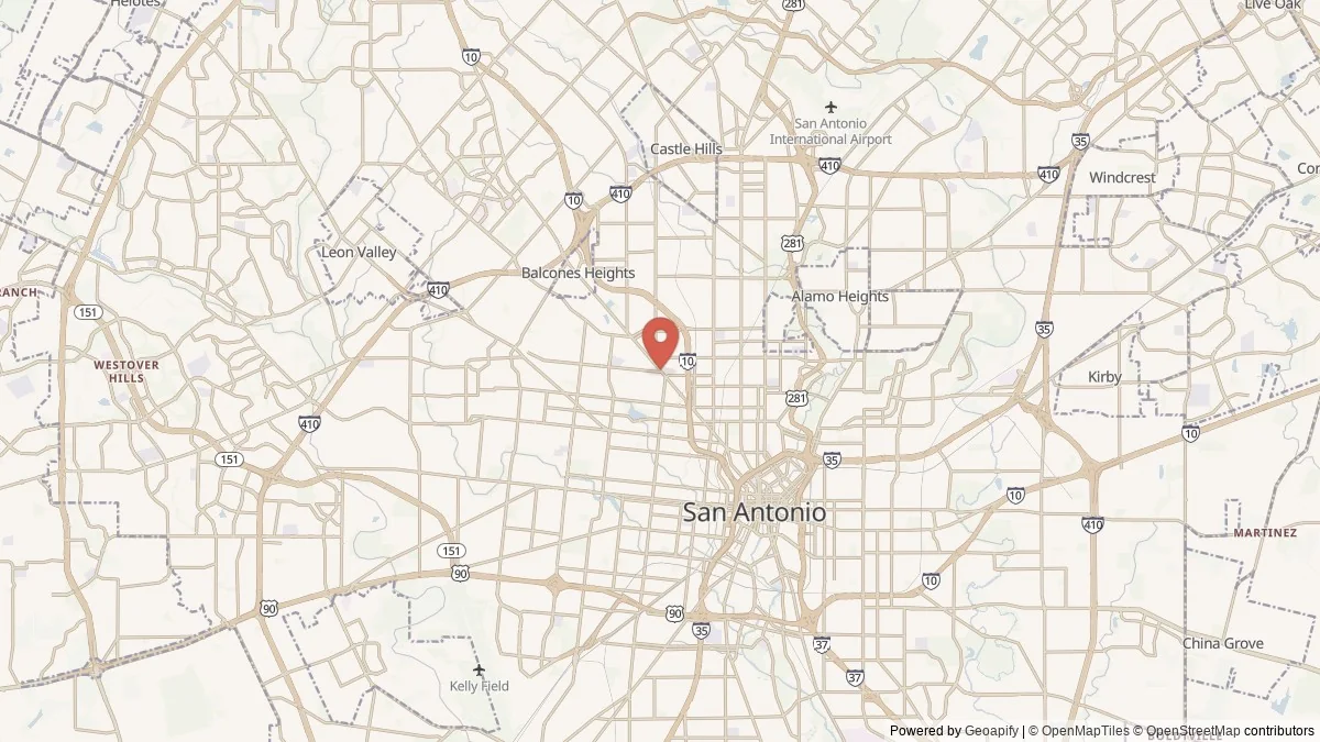 San Antonio, TX street-level map for geographic orientation