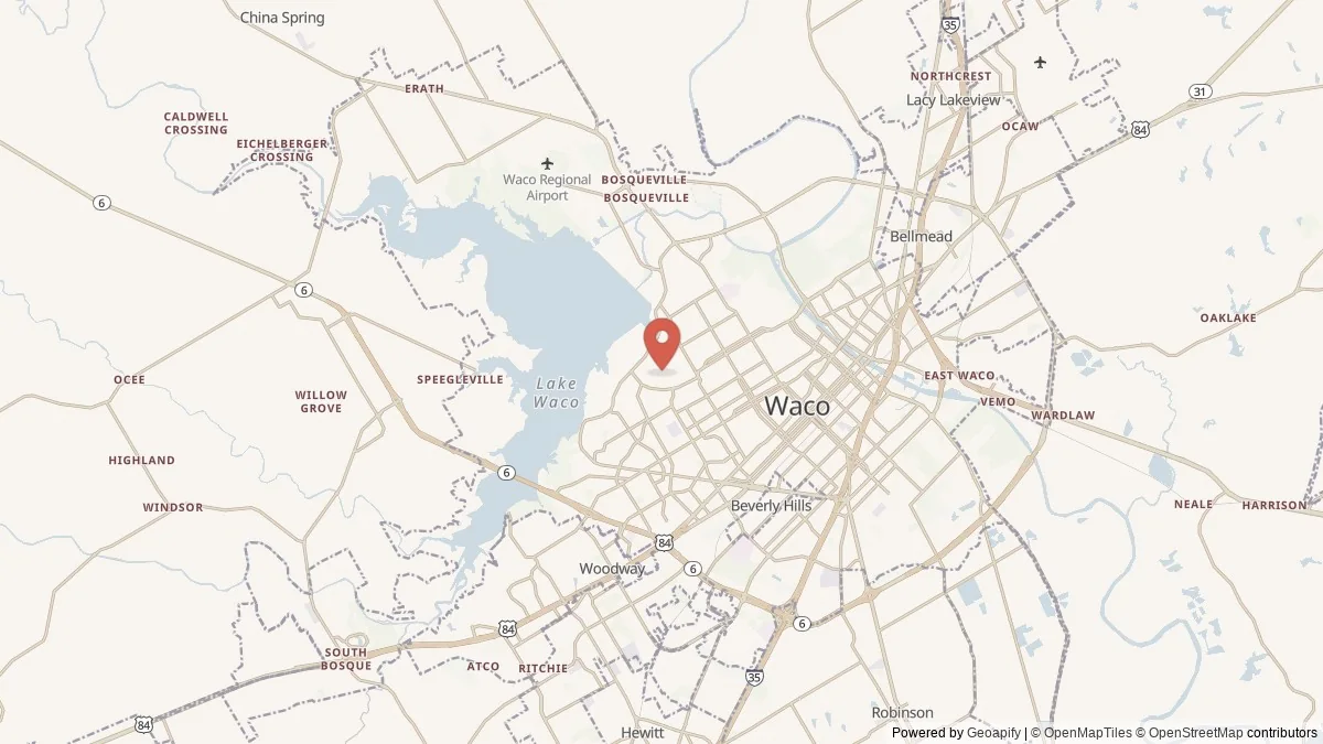 Waco, TX street-level map for geographic orientation